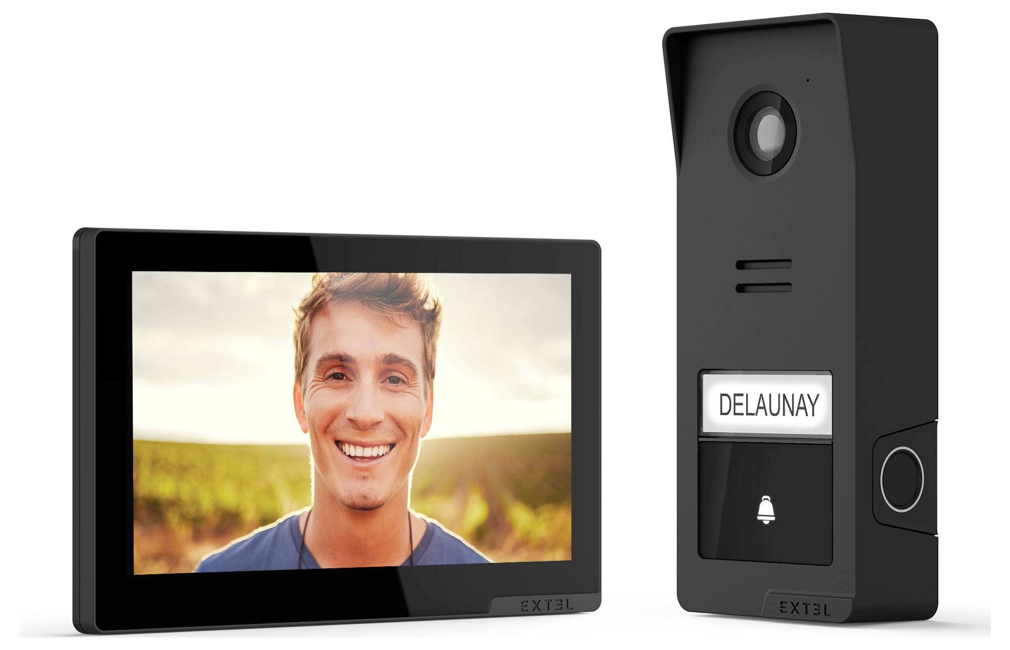 Модуль видеодомофона Extel WLAN, монитор антрацитового цвета, черный.