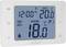 Cyfrowy termostat wyświetlający 'POKÓJ 18.0°C', czas '12:00 AM', ustawioną temperaturę '20.0°C', symbol Wi-Fi i przyciski programowania.