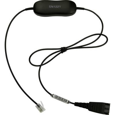 Kabel przejściowy słuchawkowy 'GN1221' w kolorze czarnym z przewodem spiralnym i dwoma złączami, przeznaczony do urządzeń telekomunikacyjnych.
