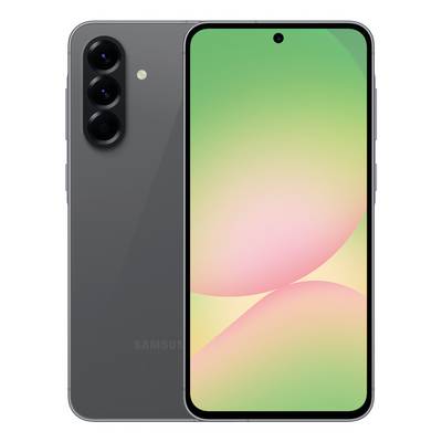 Czarny smartfon z potrójnym zestawem aparatu tył na górnym lewym rogu, wyposażony w kolorowy wyświetlacz ekranu, widziany z przodu i z tyłu.