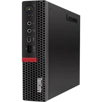 Widok z przodu desktopowej wieży Lenovo ThinkCentre z przyciskiem zasilania, gniazdkami audio, portami USB-C i portami USB na panelu przednim.