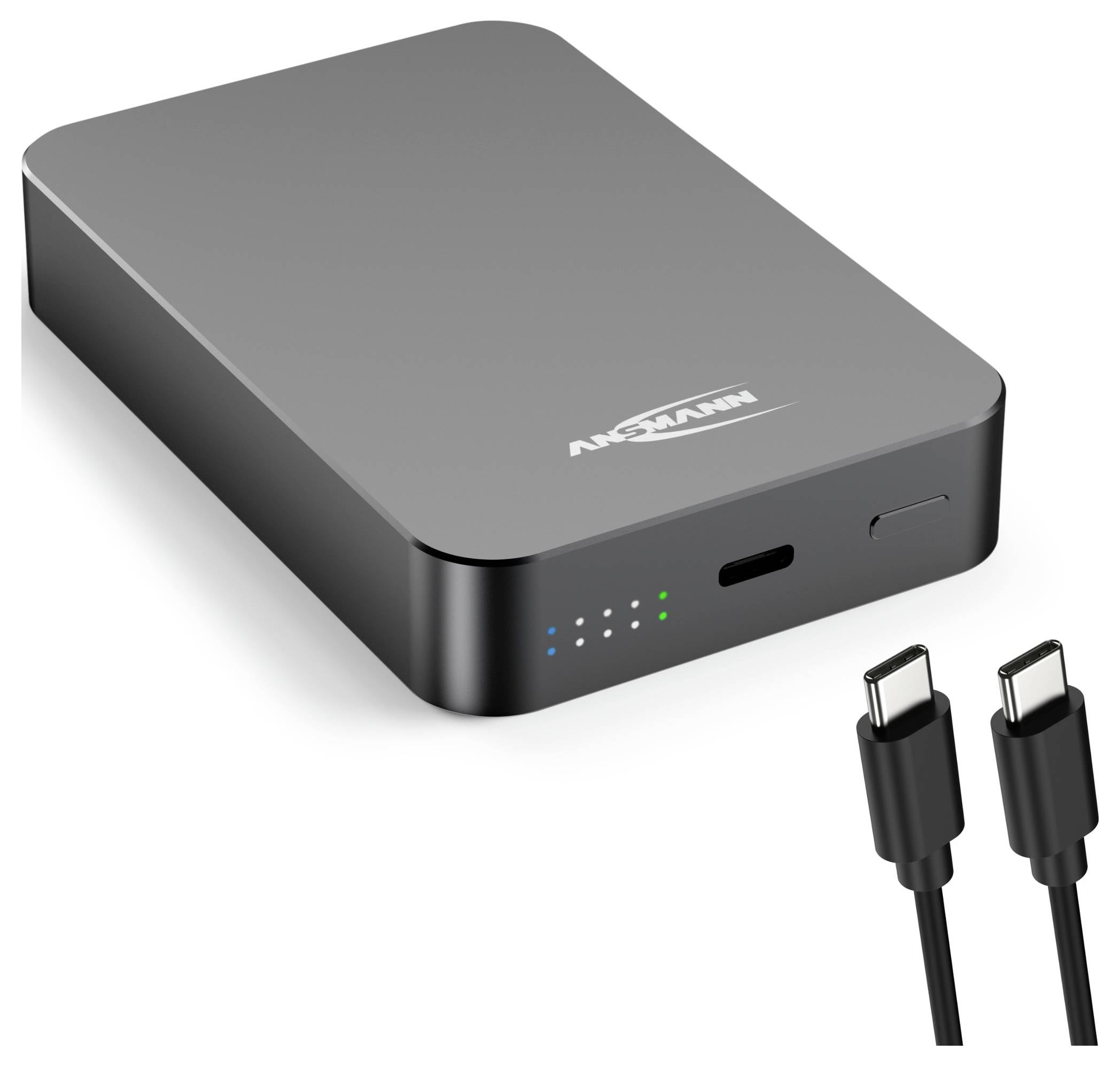 Внешний аккумулятор Ansmann PB115PD MagSafe 10000 мАч с поддержкой Power Delivery и беспроводной зарядкой Qi USB-C®.