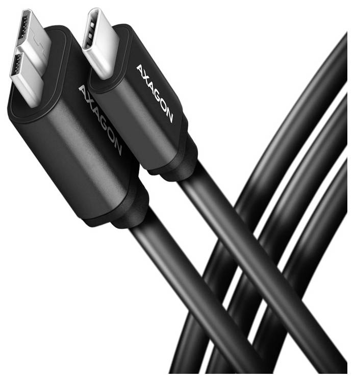 Кабель AXAGON USB-C с разъемами USB 3.2 Gen1 (штекер USB-C®) и Micro-B (штекер USB), длина 1 м, черные позолоченные контакты, моде