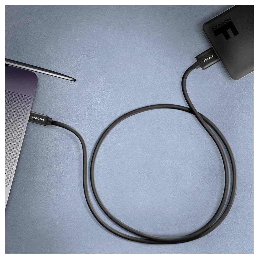 Кабель AXAGON USB-C с разъемами USB 3.2 Gen1 (штекер USB-C®) и Micro-B (штекер USB), длина 1 м, черные позолоченные контакты, моде