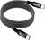 Kabel ładujący USB-C w kolorze czarnym z plecionym oplewem i złączami na obu końcach, zwinięty na białym tle.