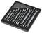 Zestaw kluczy płasko-oczkowych ułożonych w czarnej piankowej tacy narzędziowej z kolorowymi znacznikami rozmiarów na każdym kluczu.