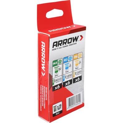 Zestaw asortymentowy zaciągów Red Arrow z różnymi mocowaniami M4, M5 i M6, pokazany na białym tle.