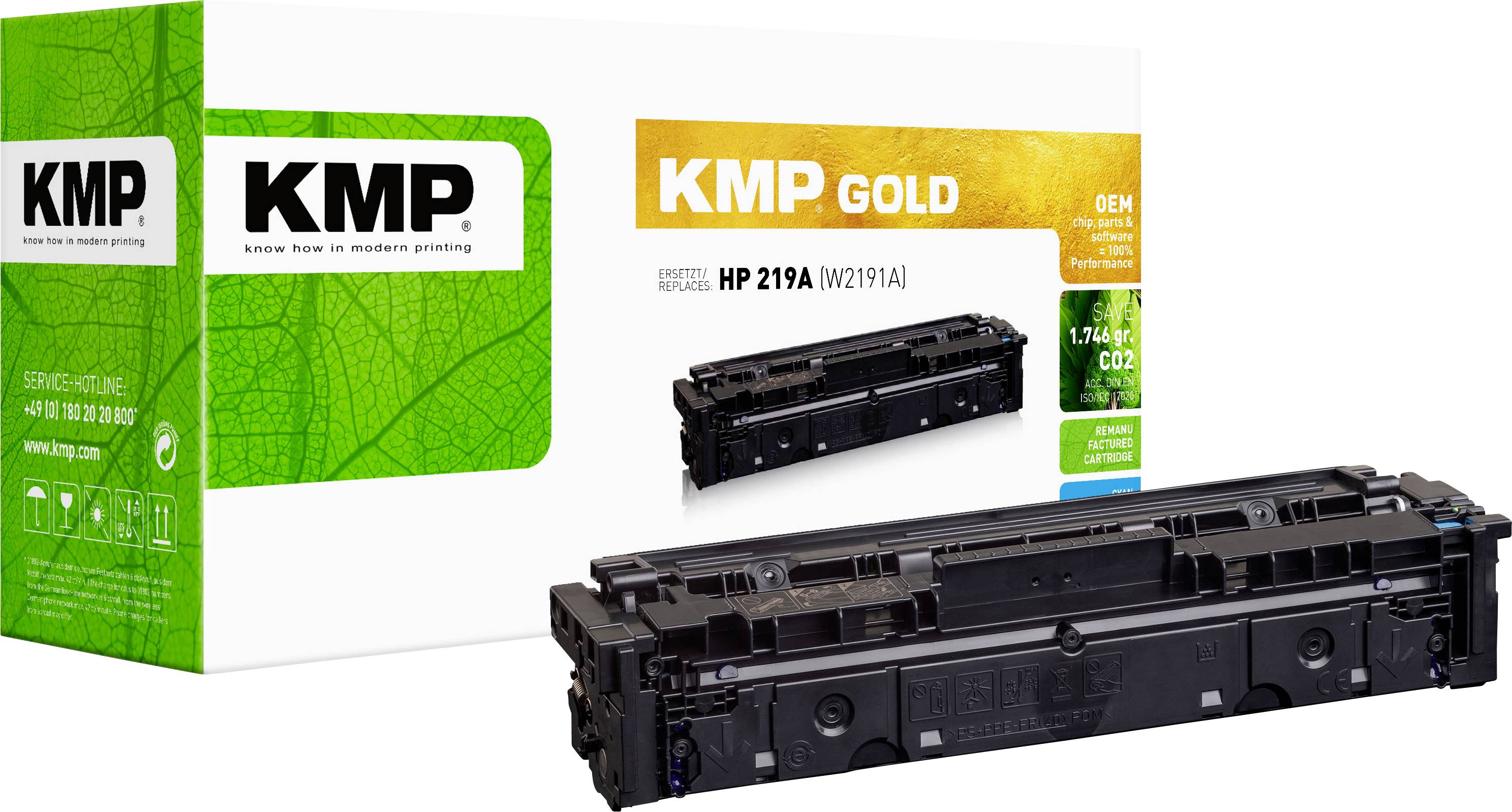 Замінний тонер KMP HP HP 219A / W2191A, блакитний, 1200 сторінок, 2571.6003