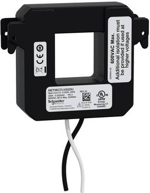 Schneider Electric METSECTLV2020U METSECTLV2020U Przekładnik prądowy do konwersji kabli Prąd pierwotny 200 A  Przepust przewodnika (wys. x szer.):36 x 36 mm   1 szt.