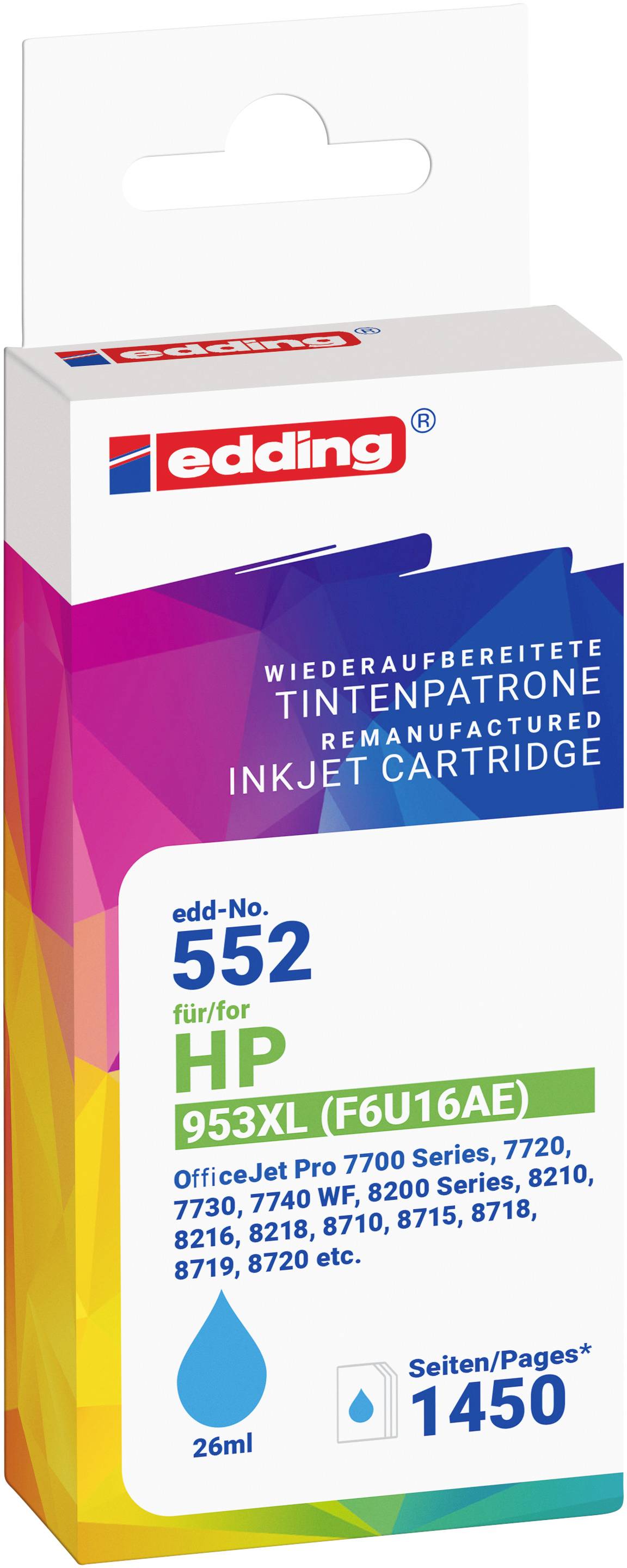Edding atrament Zamiennik HP 953XL (F6U16AE) zamiennik Cyjan EDD-552 18-552-0