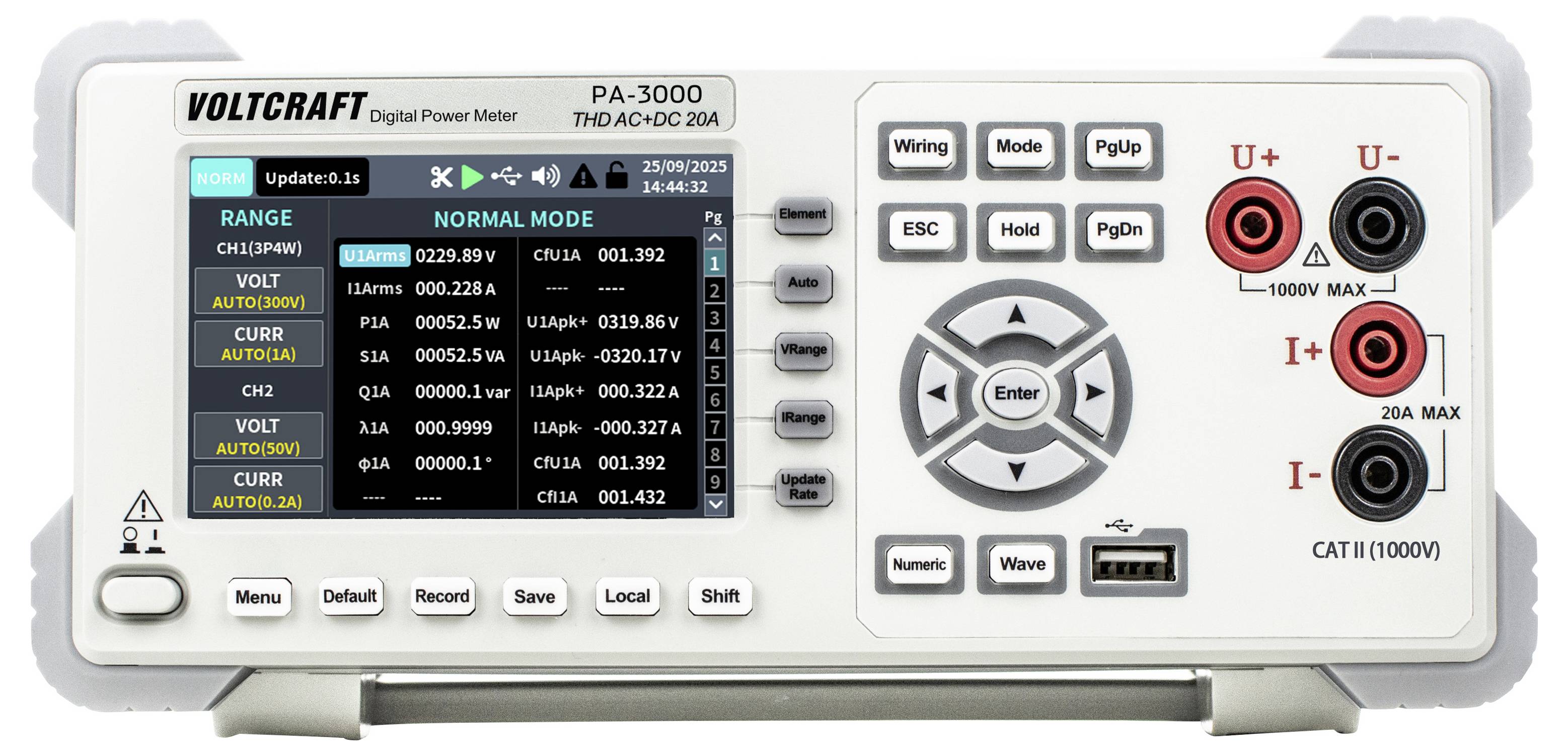 VOLTCRAFT PA-3000 VC-18793625 Аналізатор мережі 24-бітні входи, графічний дисплей