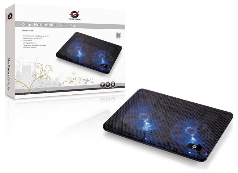 Podstawka pod notebooka z funkcją chłodzenia Conceptronic CNBCOOLPAD2F 2-Fan Laptop Cooling Pad-4