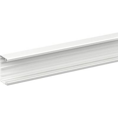 Biały profil ekstruzyjny z aluminium pokazany w perspektywie na zwykłym tle, z długim kanałem szczelinowym i żebrowanymi bokami.