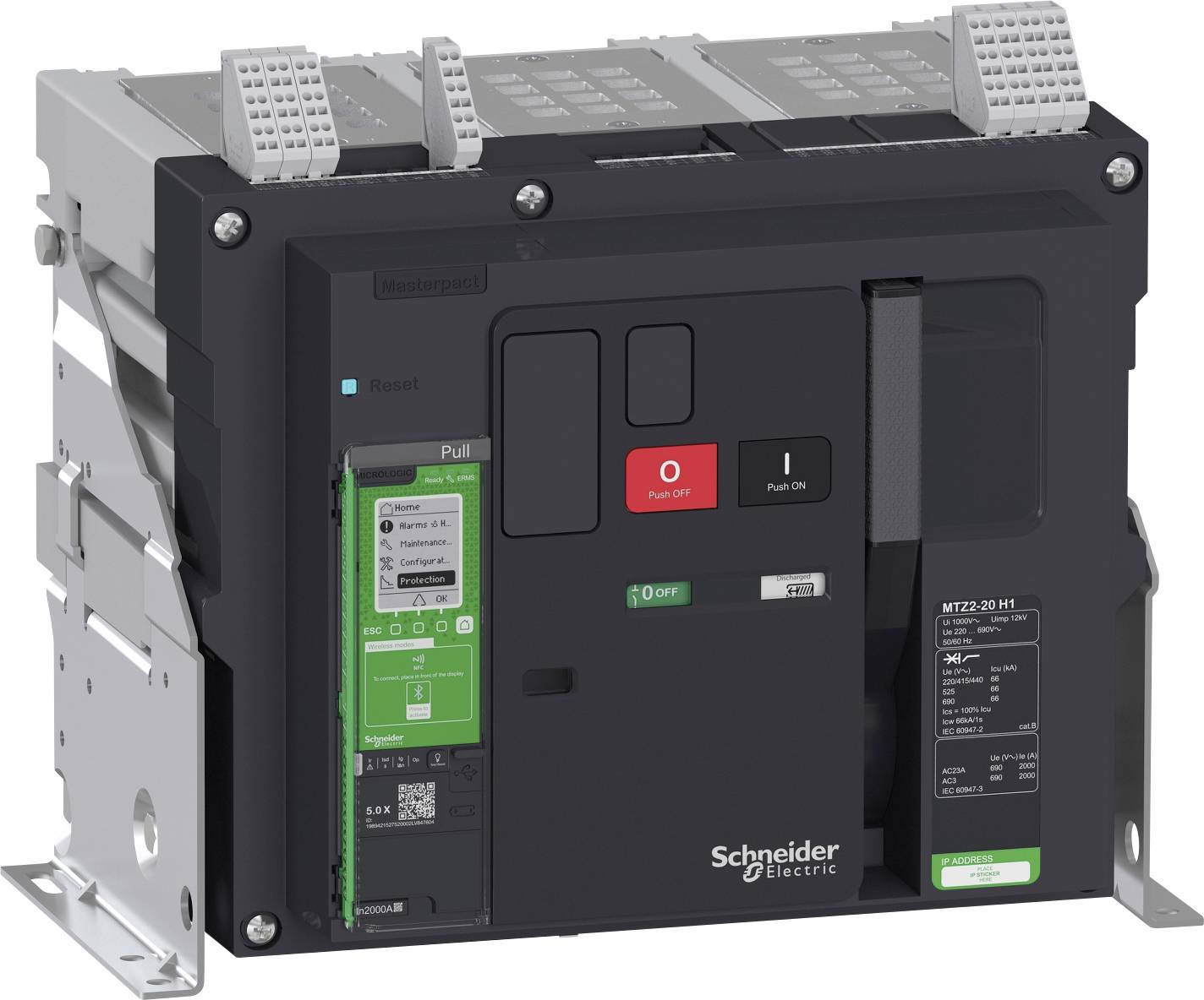Wyłącznik zasilania Schneider Electric MTZ220H15X3PMF 3 NO Zakres ustawienia (Prąd): 800 - 30000 A Maksymalne napięcie przełączania: 690 V/AC (S x W x G) 422 x 352 x 300 mm 1 szt.