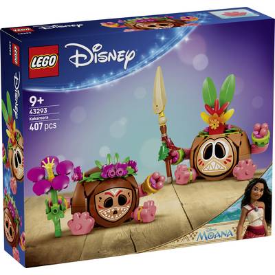 Pudełko zestawu LEGO Disney Kakamora pokazujące dwóch pirackich postaci Kakamora z Oceanu, wiek 9+, 43293, 407 elementów.