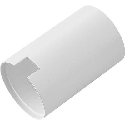 Biała cylindryczna plastikowa osłona z wycięciem na jednym końcu, pokazana na jednolitym tle.