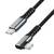 Dwa ukośne widoki plecionego kabla Logitech USB-C z obudowami złącz metalowych na białym tle.
