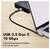Laptop połączony z zewnętrznym dyskiem za pomocą kabla USB, oznaczony jako "USB 3.2 Gen 2 10 Gbps" i "Szybkość transferu danych".