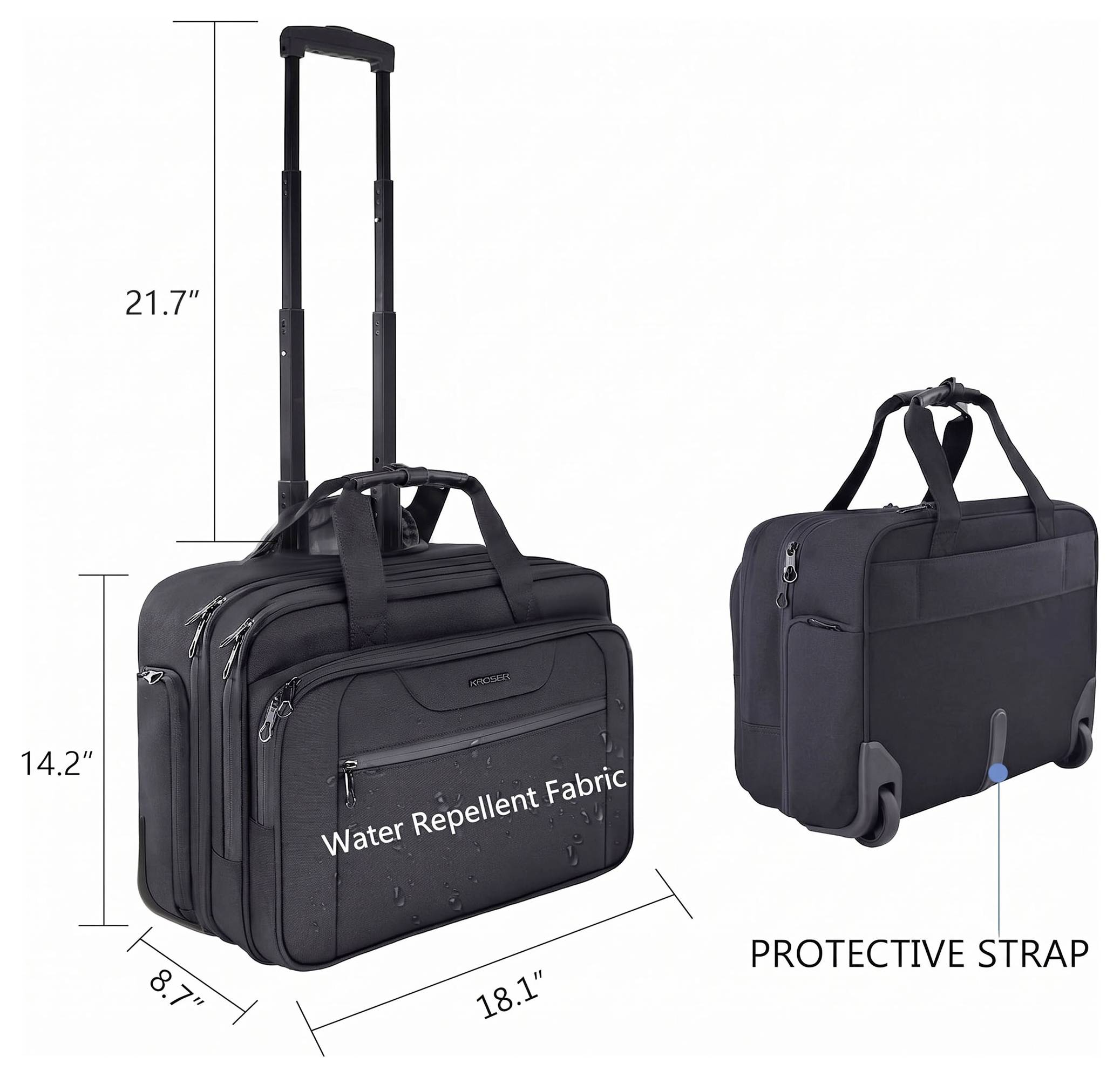 Plecak na laptopa KROSER Laptop Handgepäck Koffer, Rolling Case mit Rädern Bis zu 17,3 Zoll, czarny-1
