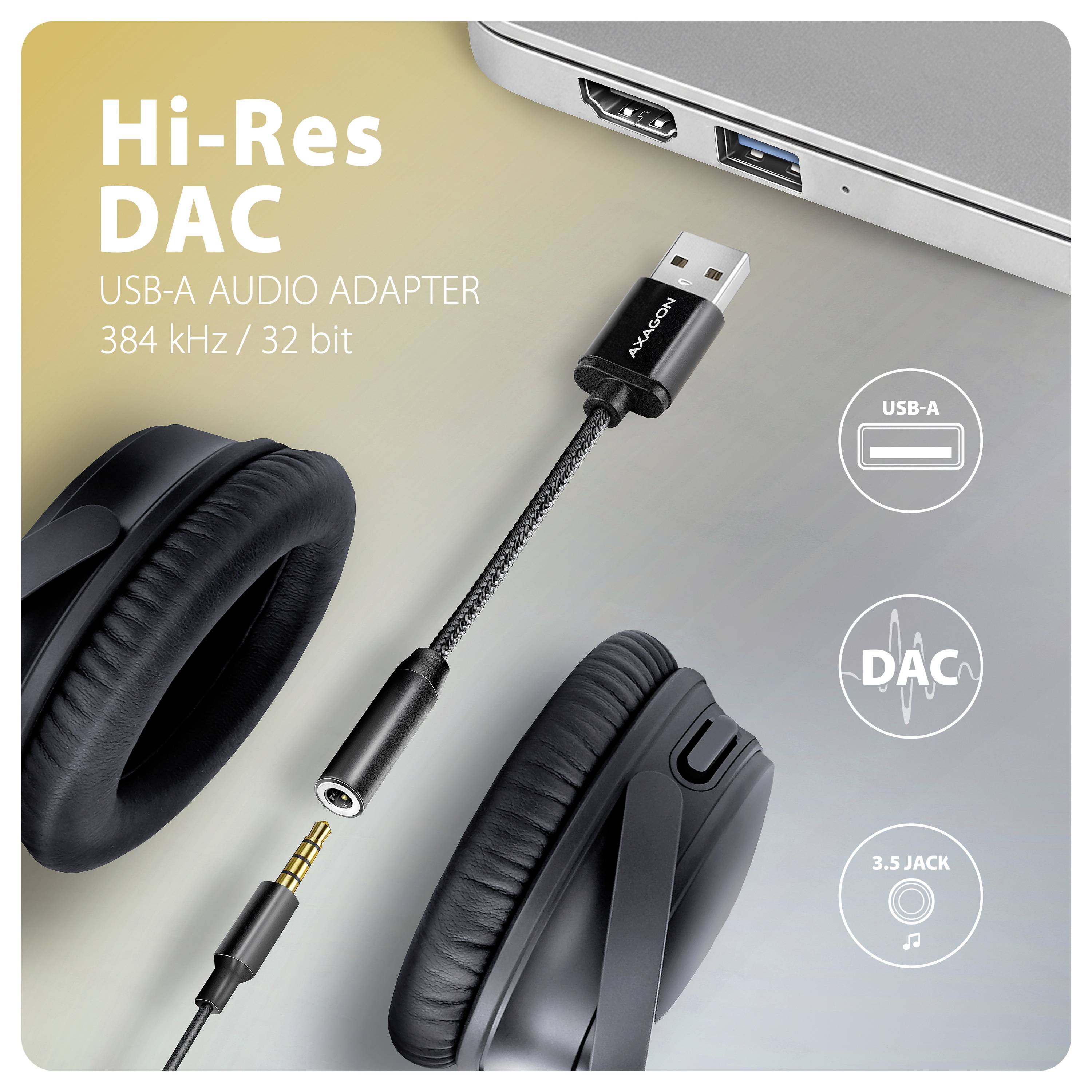 Адаптер AXAGON USB 2.0 [1 штекер USB Type A - 1 гнездо 3,5 мм] ADA-HA