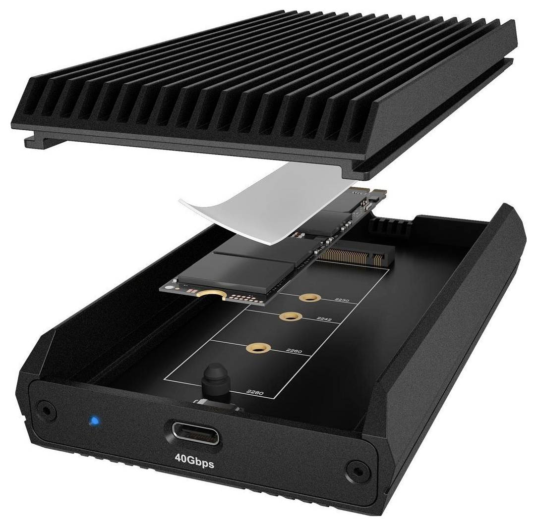 Корпус для M.2 SSD-накопителей ICY BOX IB-1920M-C42, USB 4, 40 Гбит/с, M.2 PCIe, NVMe, 2230, 2242, 2260, 2280, 61186