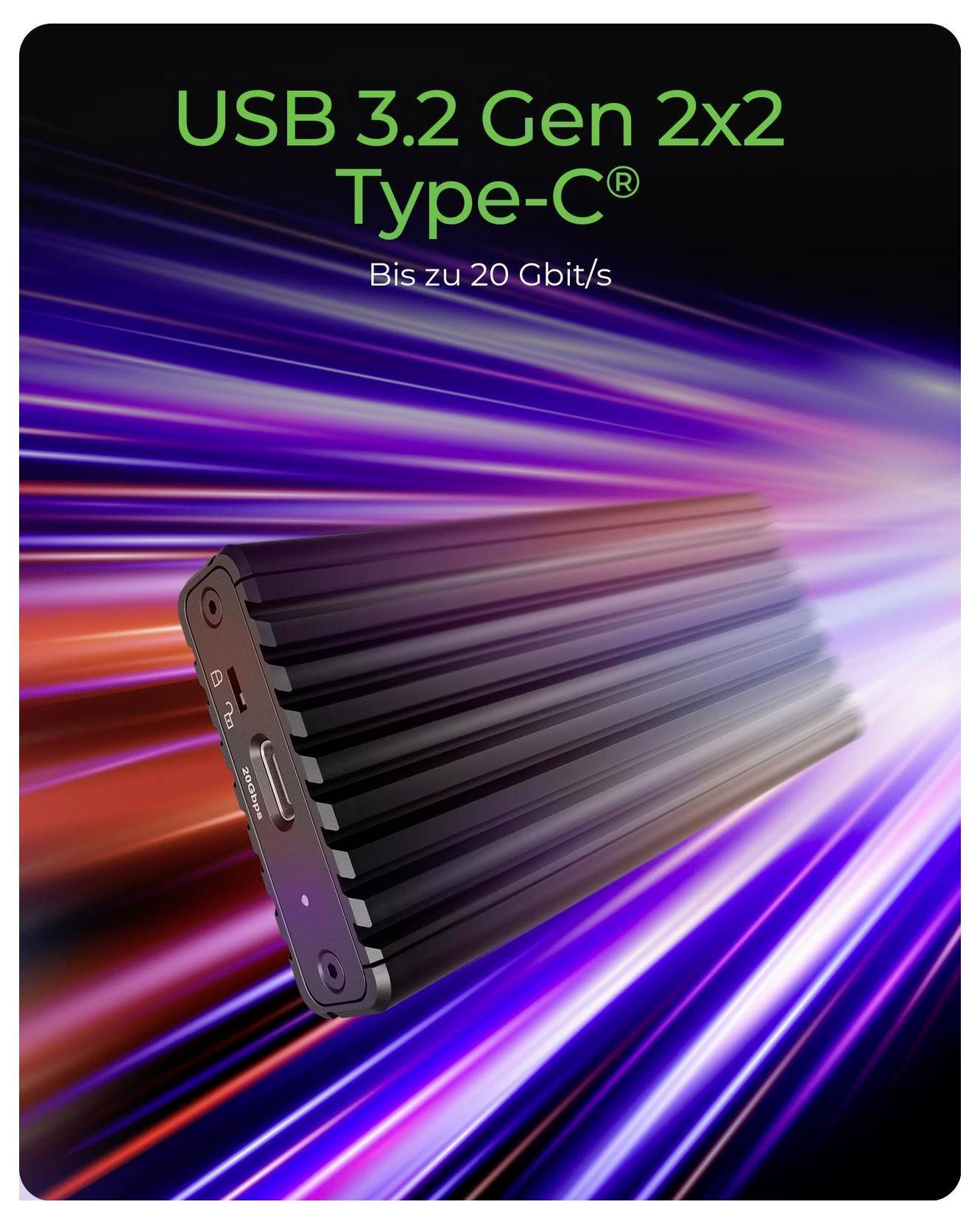 Корпус для M.2 SSD ICY BOX IB-1917M-C32a, USB-C®, USB 3.2 (Gen 2x2), 20 Гбит/с, M.2 PCIe, NVMe, 2230, 2242, 2260, 2280, 61163