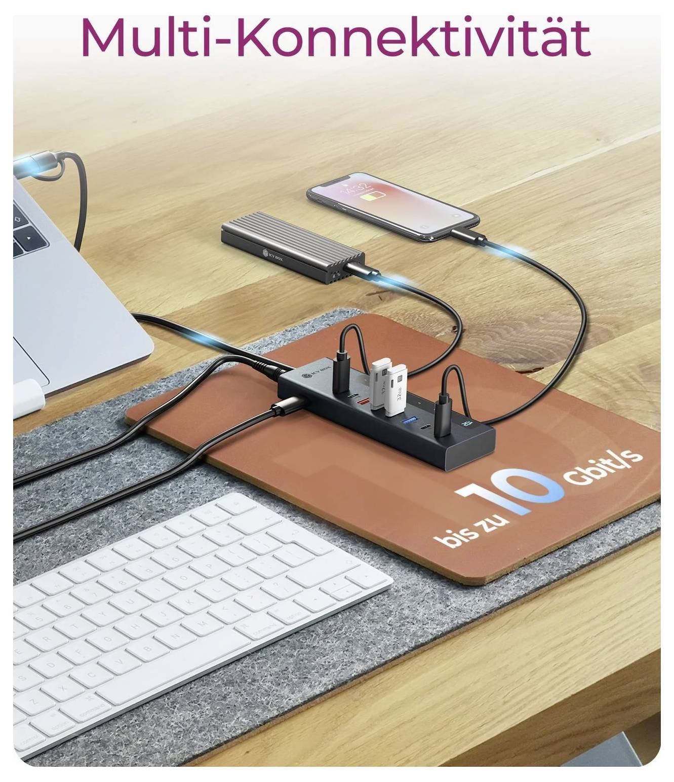 USB-концентратор ICY BOX 61158 с 7+1 портами USB-C® (USB 3.2 Gen 2), USB-C® (USB 3.2 Gen 1), USB-C® (с поддержкой Power Delivery),