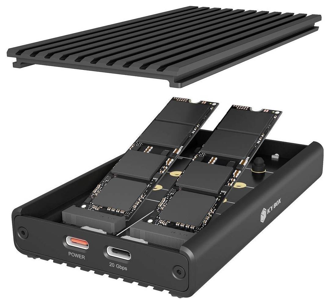 Корпус для M.2 SSD ICY BOX IB-2817M-C32, USB-C®, USB 3.2 (Gen 2x2), 20 Гбит/с, M.2 PCIe, NVMe, 2230, 2242, 2260, 2280, 61121