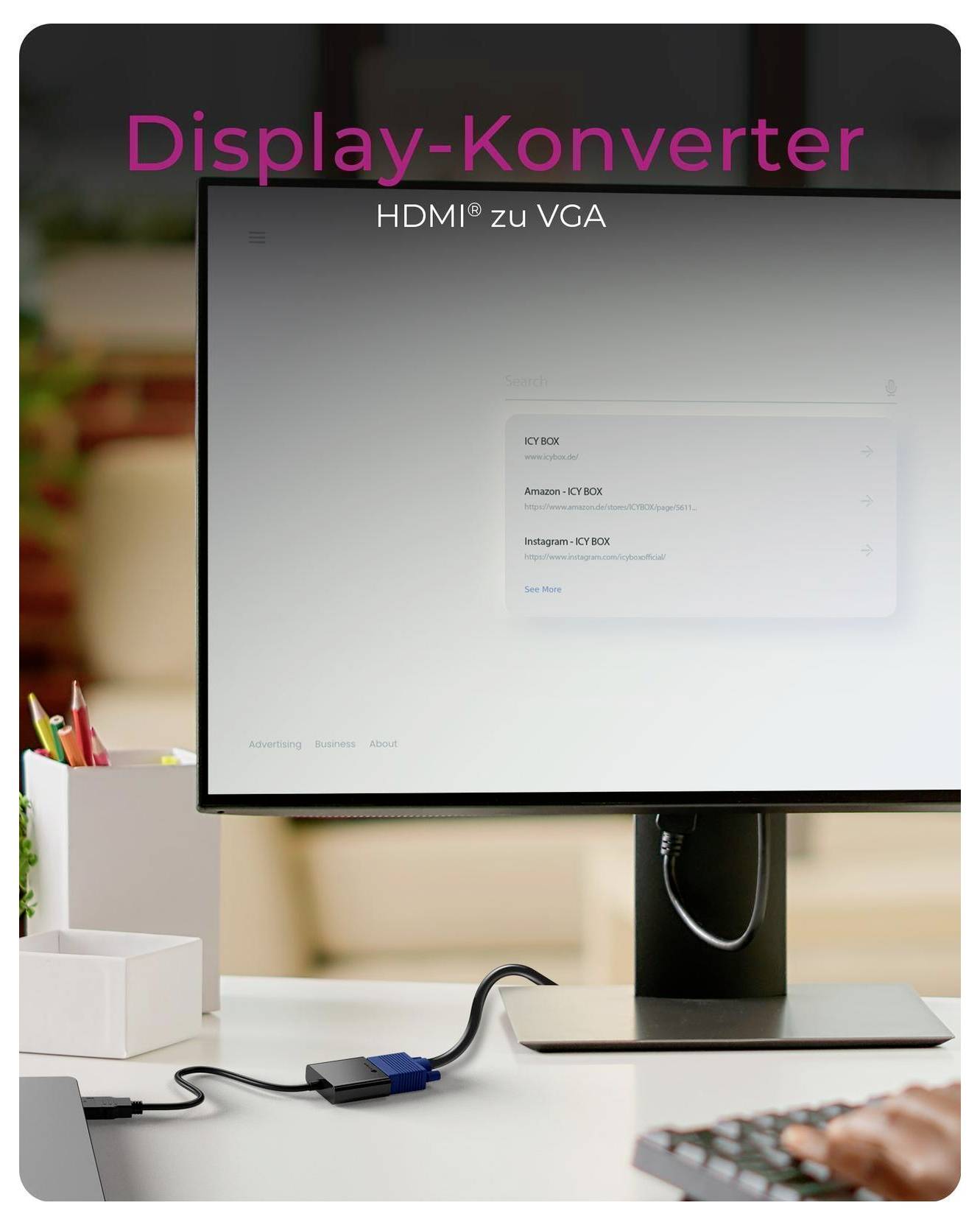 HDMI, VGA адаптер ICY BOX IB-AC502a 61119, 200 мм