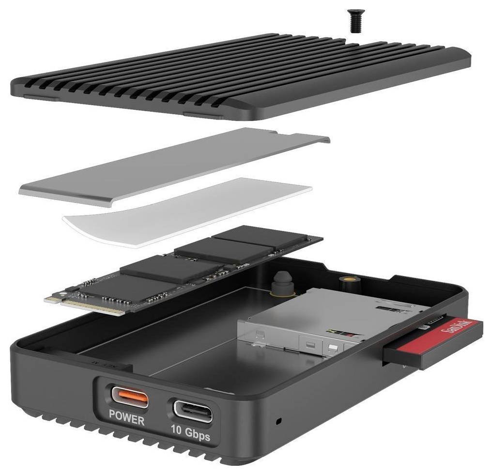 Корпус для M.2 SSD-накопителя ICY BOX IB-CR601M-C31, USB-C® (USB 3.2 Gen 2), 10 Гбит/с, M.2 PCIe NVMe, SATA III, 2280 61153