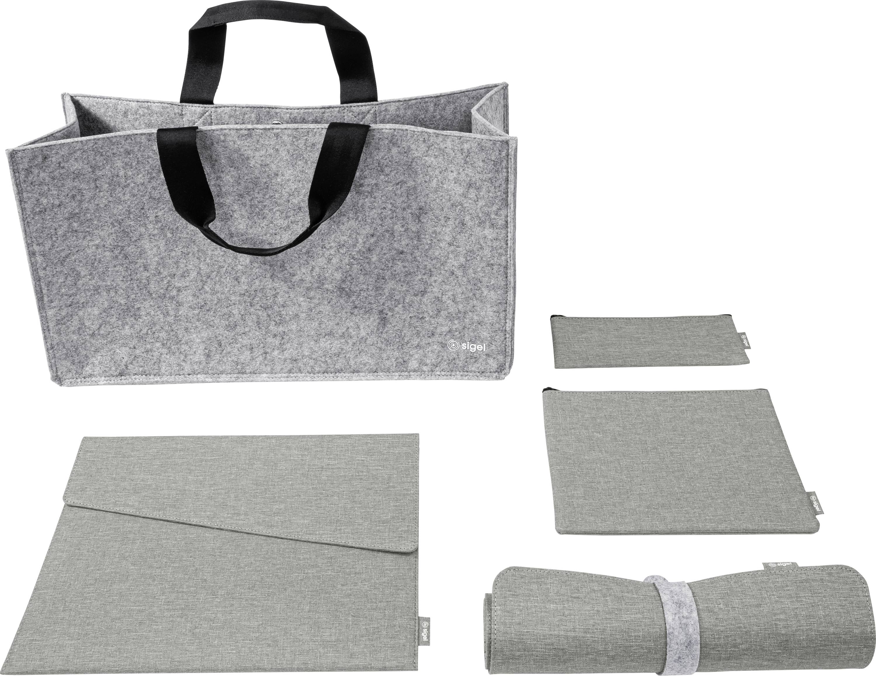 Sigel Bundle Desk Sharing Bag L Notebook Case Organizer Set Desk Mat Tas voor accessoires Geschikt voor max. (laptop): 39,6 cm (15,6) Lichtgrijs