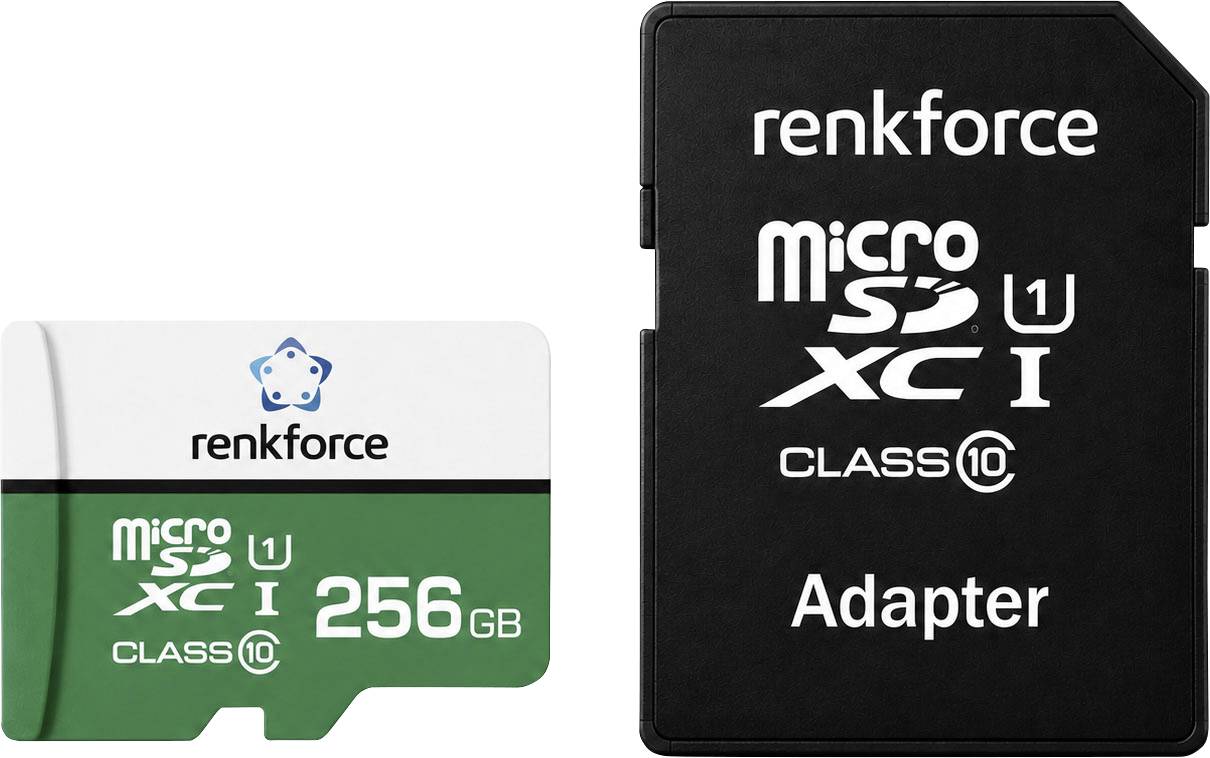Renkforce RF-mSDC-256GB microSD-kaart 256 GB Class 10, UHS-Class 1, UHS-I Incl. SD-adapter