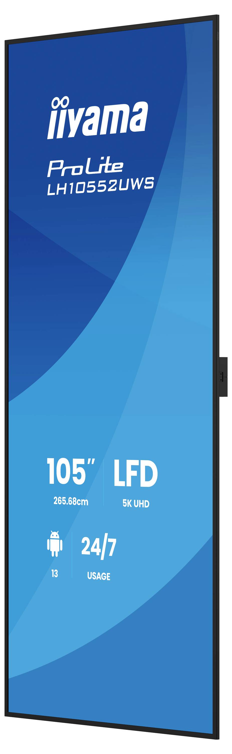 Obraz promocyjny wyświetlacza LCD Iiyama ProLite LH10552UWS o przekątnej 105 cali z certyfikacją 24/7.