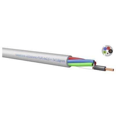 Ilustracja kabla Kabeltronik LEDotronic-PUR z czterema kolorowymi przewodami wewnętrznymi, oznaczona jako „kabeltronik LEDotronic-PUR 4x0,5 + 1x1,0qmm".