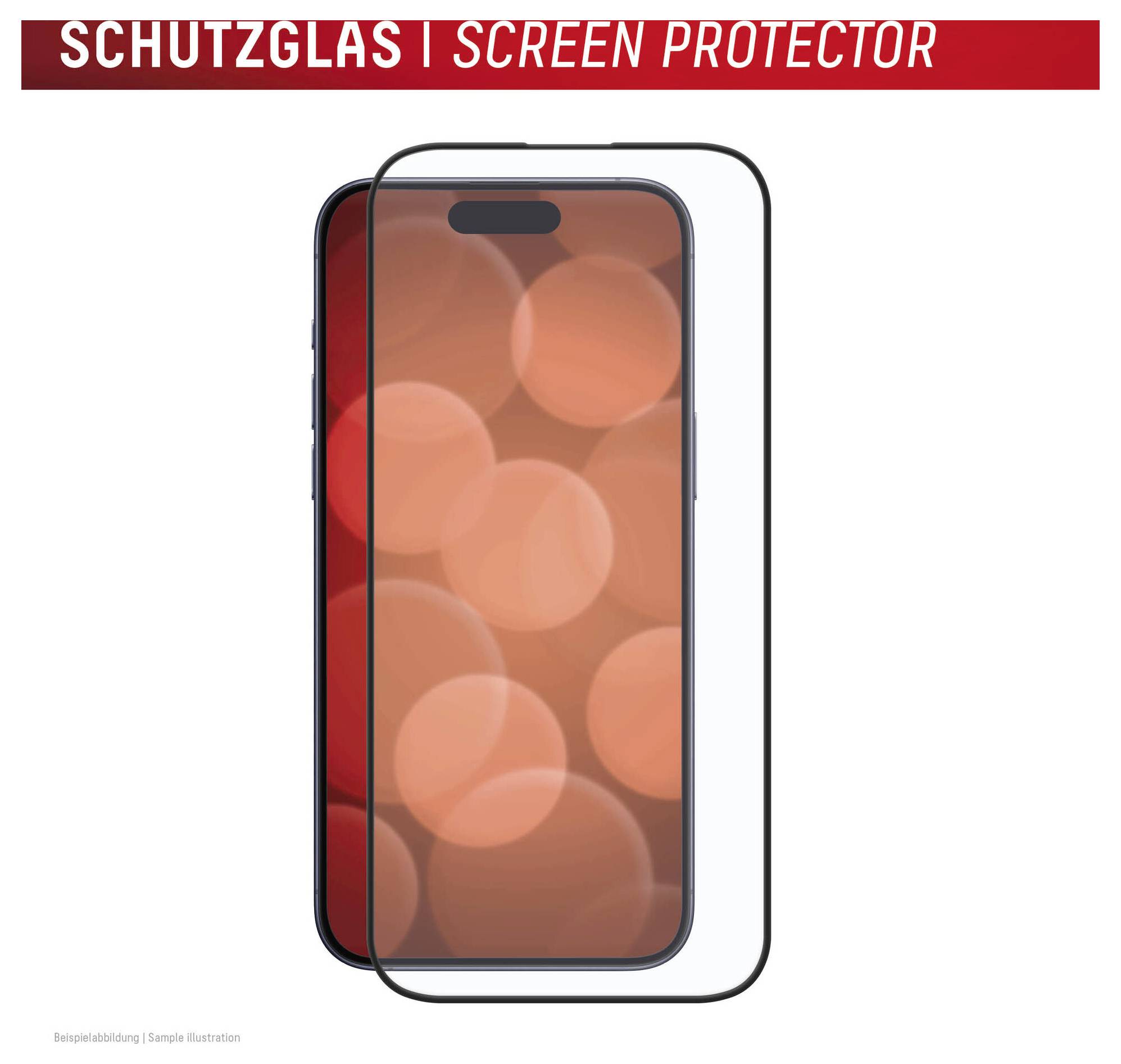 Grafika smartfona z nałożoną folią ochronną na ekran, oznaczona napisem „SCHUTZGLAS | SCREEN PROTECTOR" u góry.