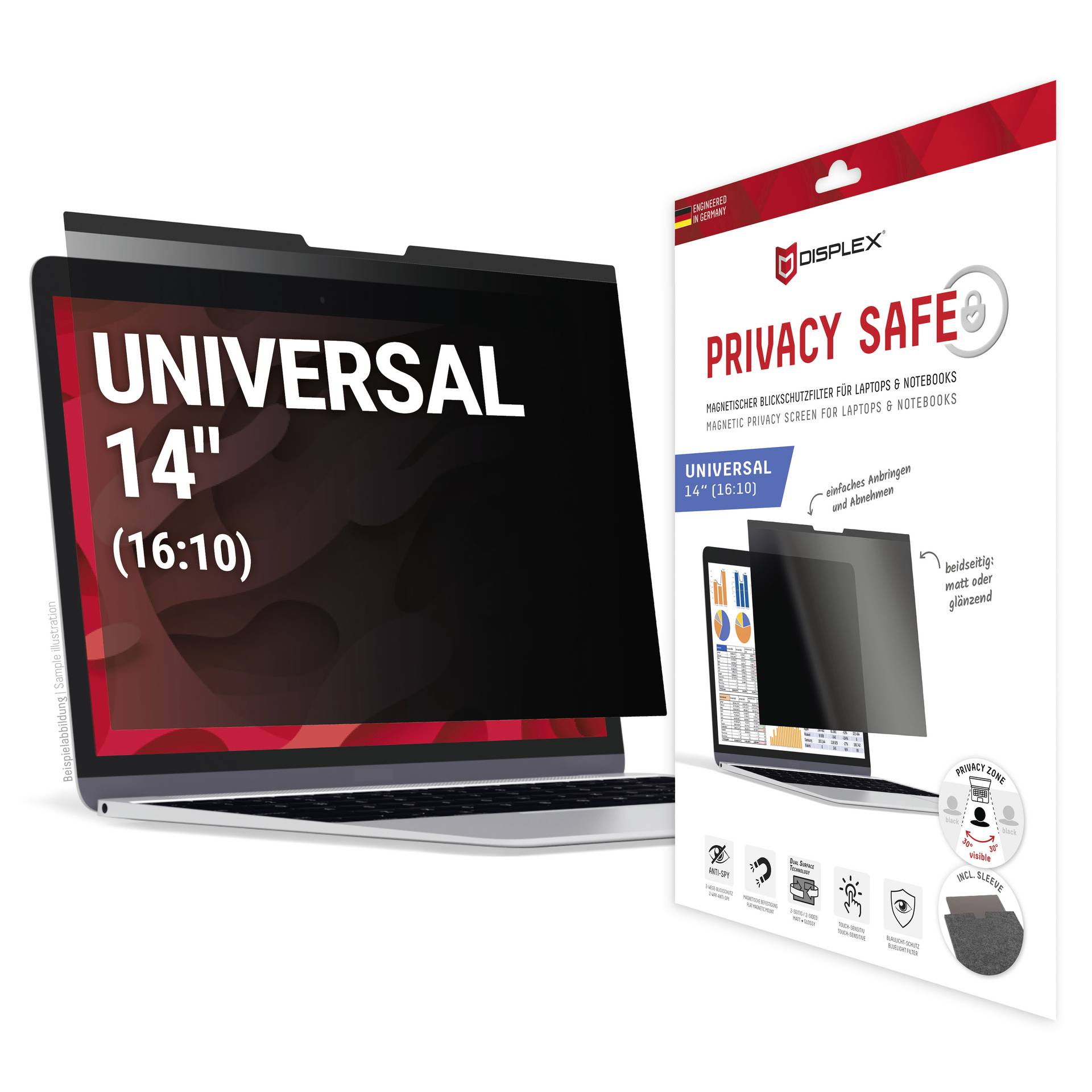 DISPLEX Privacy Safe Folia ochronna na wyświetlacz z funkcją ochrony prywatności Universell Uniwersalny 1 szt. osłona bo-0
