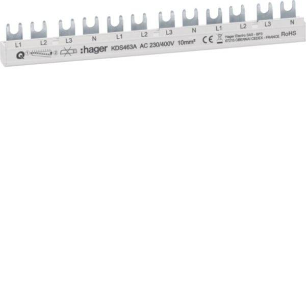 Hager KDS463A Szyna zbiorcza Hager KDS463A 12 modułów 63A L1L2L3N-L1L2L3N-L1L2L3N Szyna zbiorcza QuickBusbar Szyna fazowa           1 szt.