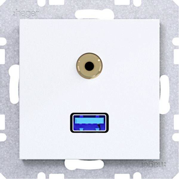 Hager Gniazdo audio Jasnobiały (błyszczący) WAF4381WG 1 szt.