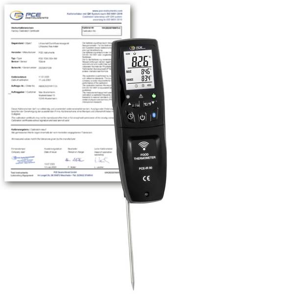 Termometr kuchenny do żywności PCE Instruments PCE-IR 90-ICA, -40 do 300 °C, Kalibracja (ISO)