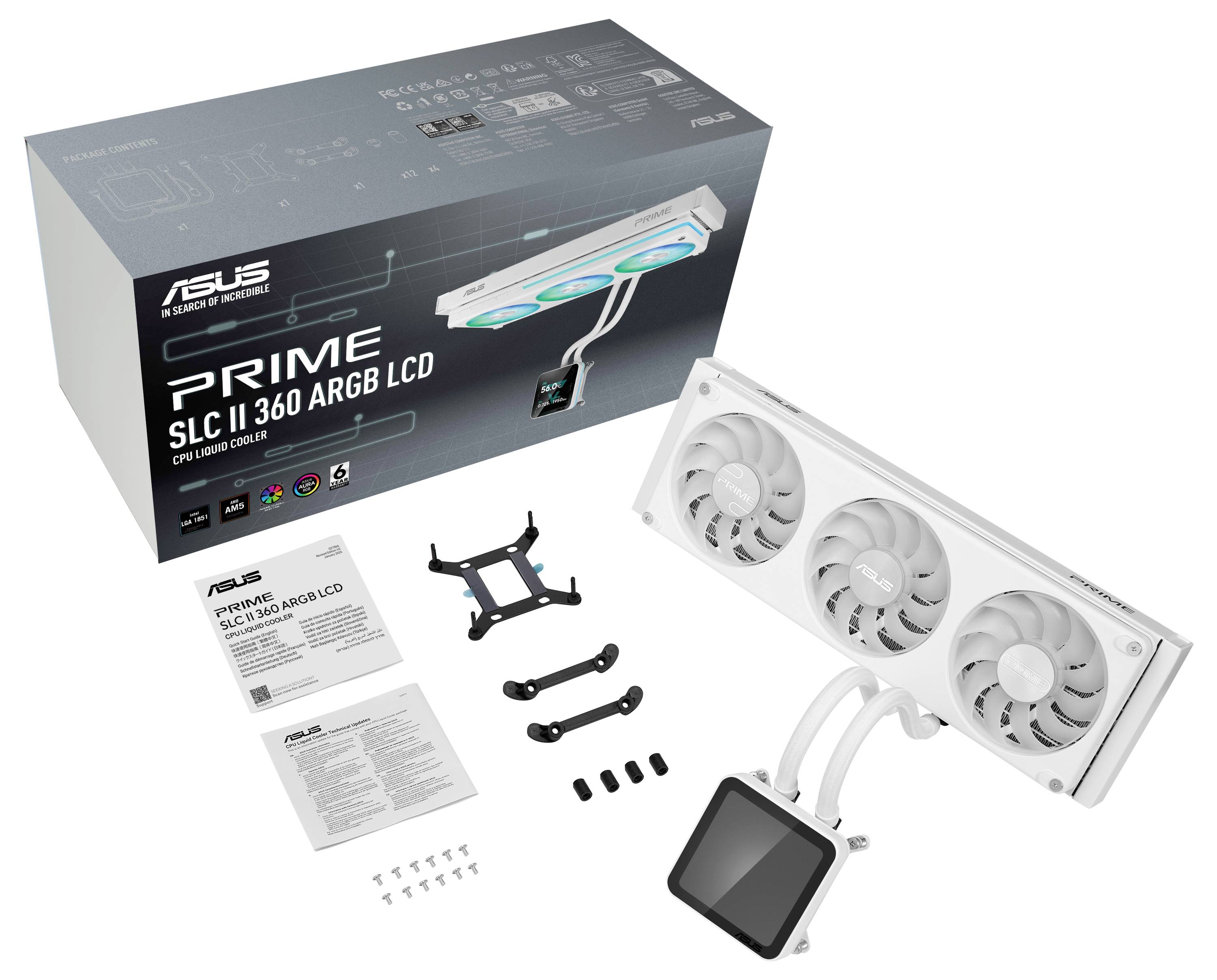 Chłodzenie wodne PC Asus PRIME SLC II 360 ARGB LCD WHT AiO C-17