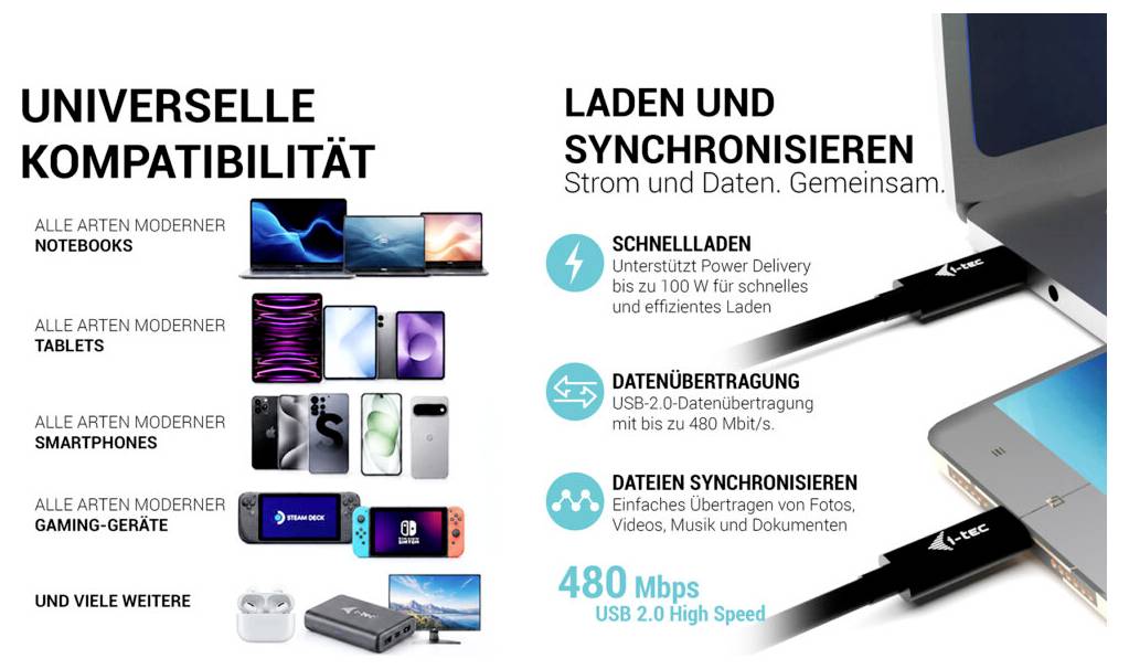 i-tec USB-C Kabel USB 2.0 1.8 m czarny C31CHRGCBL180CM-6