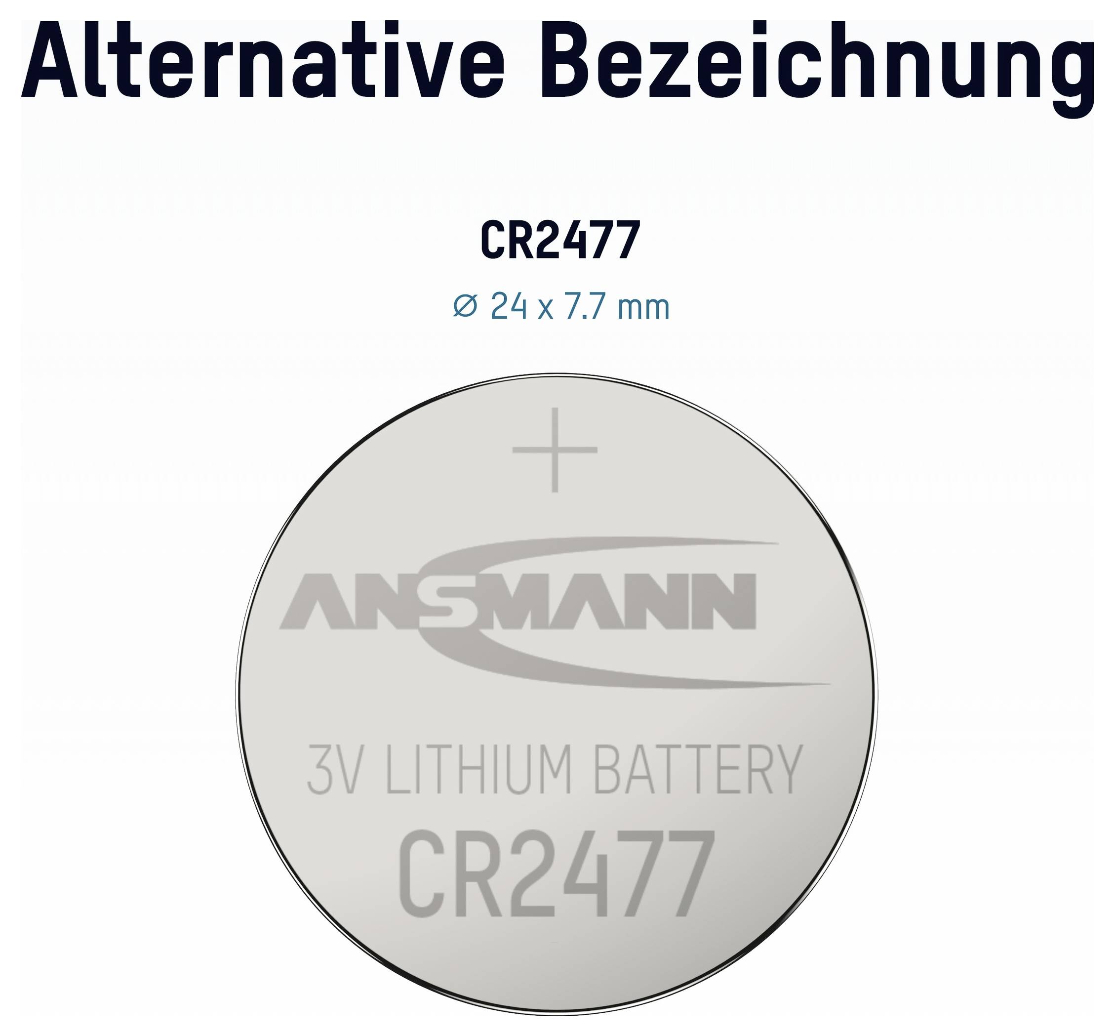 Кнопочная батарейка CR 2477 Ansmann 3 В, 1 шт., литиевая, 1000 мАч.