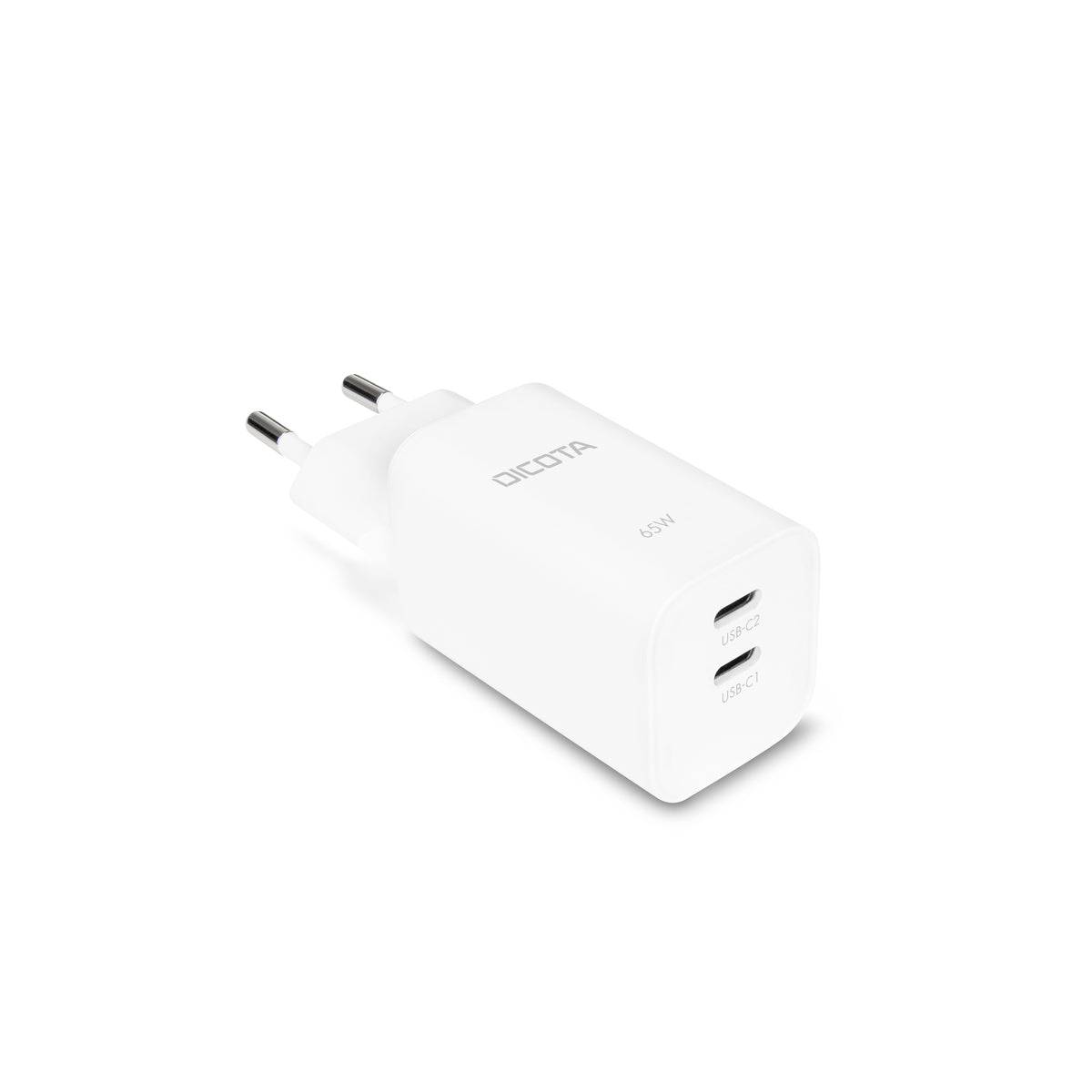 Dicota 2-port GaN Wall Charger (65W) EU Adaptateur de charge 65 W   blanc  GaN