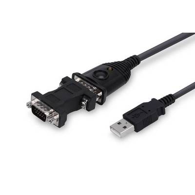 Kabel adaptera USB na szeregowy z złączem DB9 i wtyczką USB-A na białym tle.