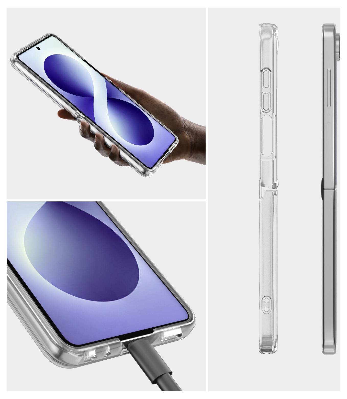 4Smarts 360° Protection Set Zestaw pokrywa + szkło ochronne Samsung Galaxy Z Flip8 przeźroczysty Ładowarka indukcyjna 54-2