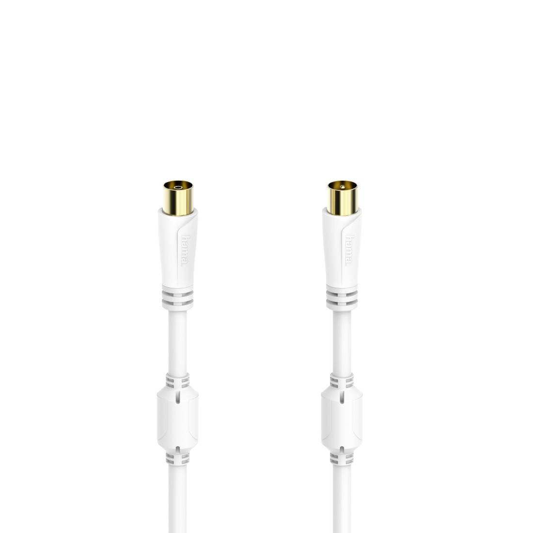 Dwa białe kable adaptera audio ze złoconymi złączami na prostym białym tle.