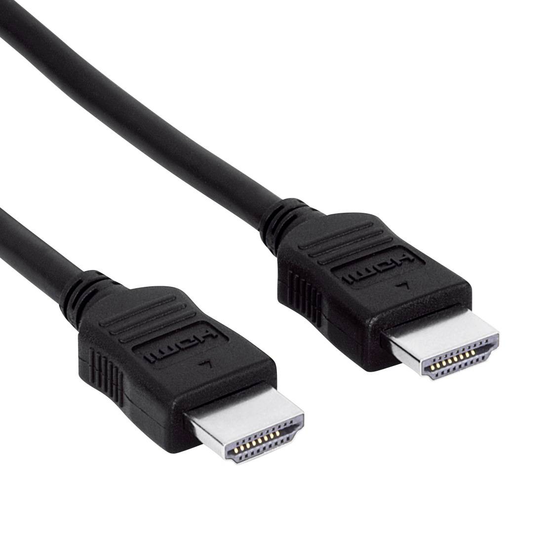 Dwa czarne złącza kabla HDMI na białym tle, pokazane z bliska.