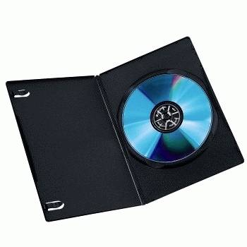 Otwarte czarne etui CD z niebieskim refleksyjnym dyskiem wewnątrz na białym tle.