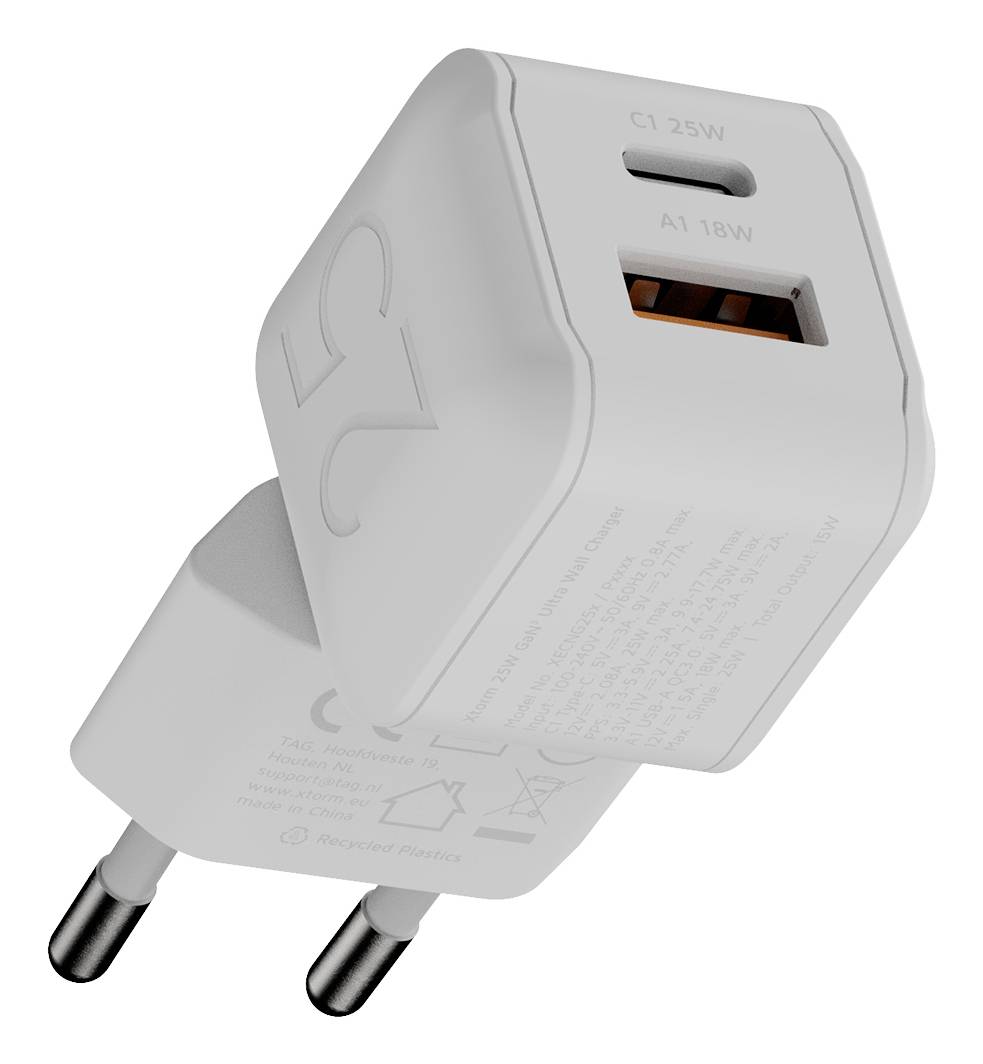 Зарядное устройство XTORM NextGen GaN3 Ultra USB 25 Вт с быстрой зарядкой 3.0, белое, GaN