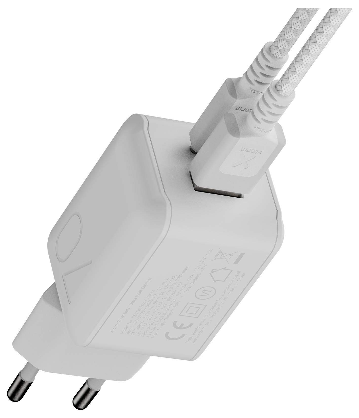 Зарядное устройство XTORM NextGen GaN3 Ultra USB 70 Вт с быстрой зарядкой 3.0, белое, GaN